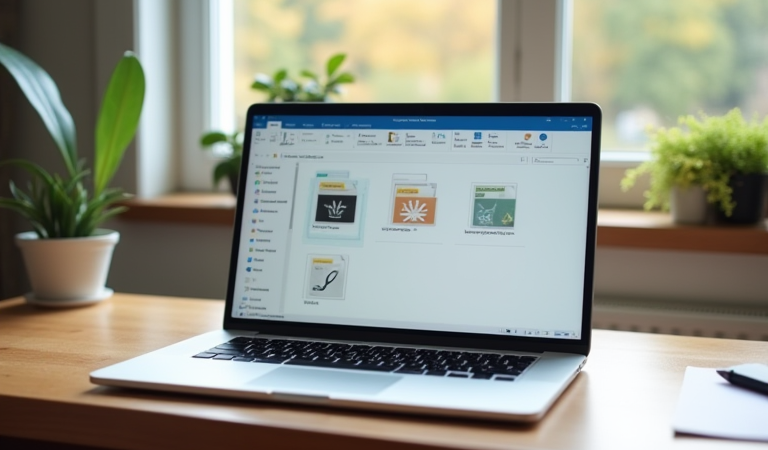 Windows 파일 탐색기에서 PDF·사진·압축 파일의 확장명을 확인하는 노트북 화면