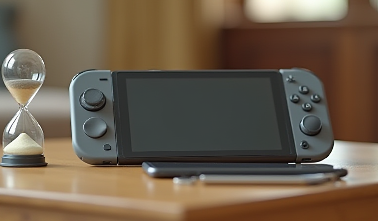 Nintendo Switch 2 콘솔과 컨트롤러, 보호자 관리용 스마트폰과 시계